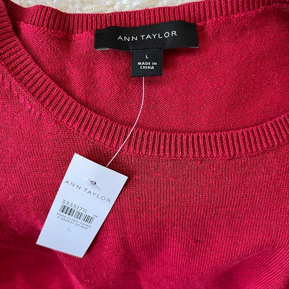 NWT Ann Taylor Red Linen Blend Sleeveless Crew Neck Sweater Size Large - Picture 10 of 10